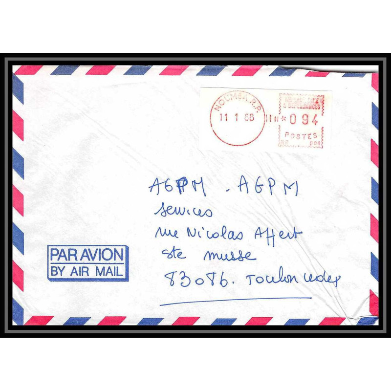 7709 affranchissement vignette noumea nouvelle caledonie 1988 pour toulon France Lettre (cover)