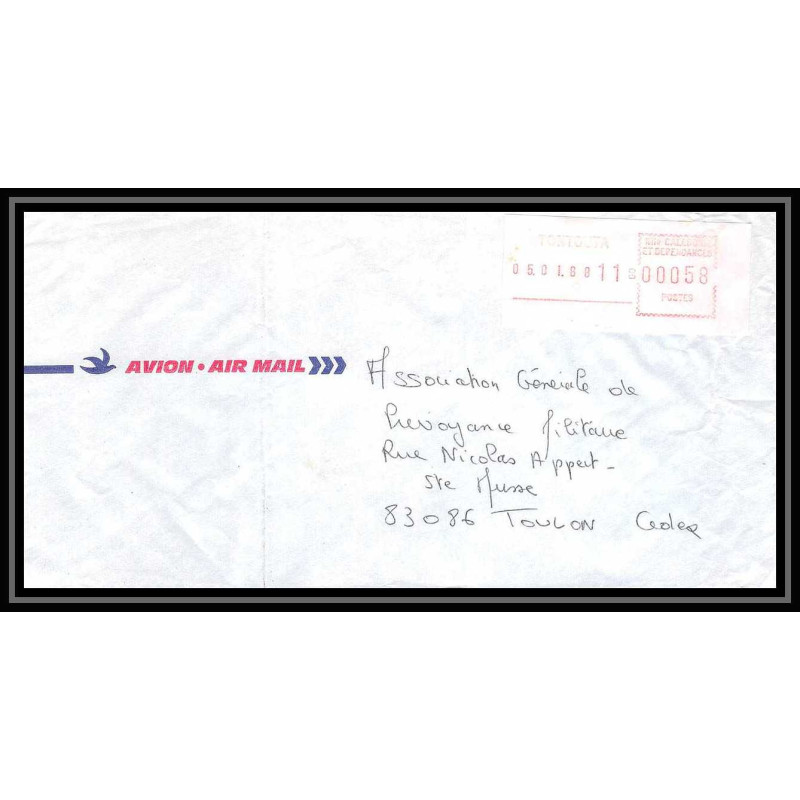 7710 affranchissement vignette Tontouta nouvelle caledonie 1988 pour toulon France Lettre (cover)