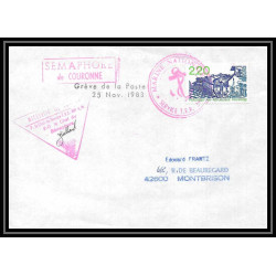7729 semaphore de couronne 1988 greve de la poste montbrison loire poste navale militaire signe Signed France Lettre (co