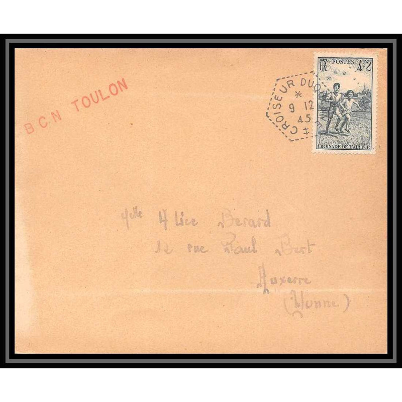 7854 croiseur duquesne bcn toulon 1945 pour auxerre France poste navale militaire Lettre (cover)