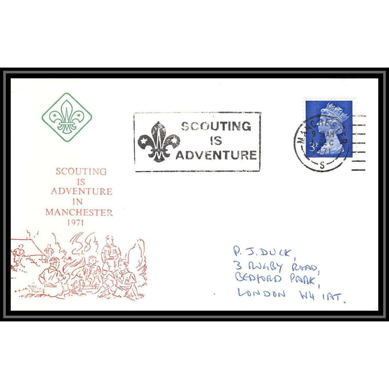 Lettre (cover) Scout (jamboree) - 17 - grande bretagne (great britain) - scouting is adventure manchester 01/12/1971