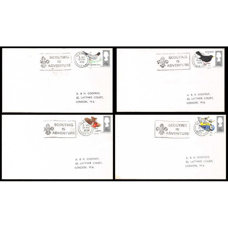 Lettre (cover) Scout (jamboree) - 21 - uk (great britain) - scouting is adventure glasgow 1970 4 lettres