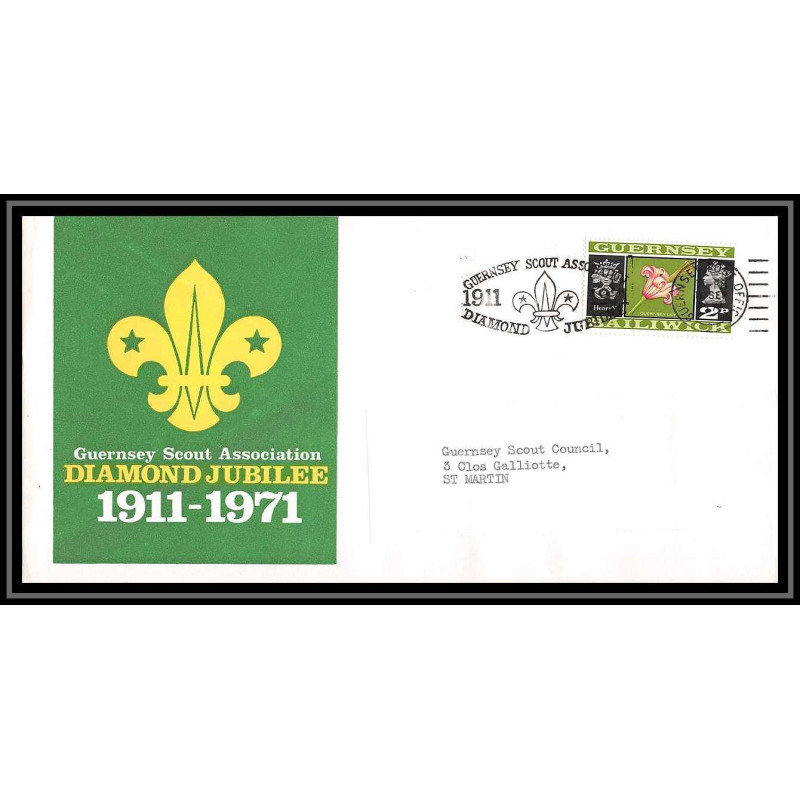 Lettre (cover) Scout (jamboree) - 75 - grande bretagne (great britain) - GUERNSEY / DIAMOND JUBILEE 11/09/1971