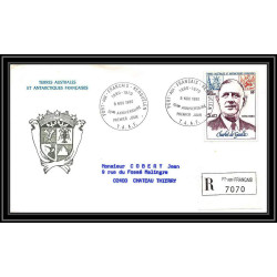 0060 Taaf terres australes Antarctic Lettre (cover) 1980 de gaulle recommandé
