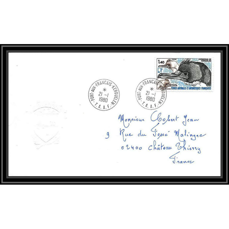0070 Taaf terres australes Antarctic Lettre (cover) 21/01/1980 N° 78 CORMORAN FAUNE