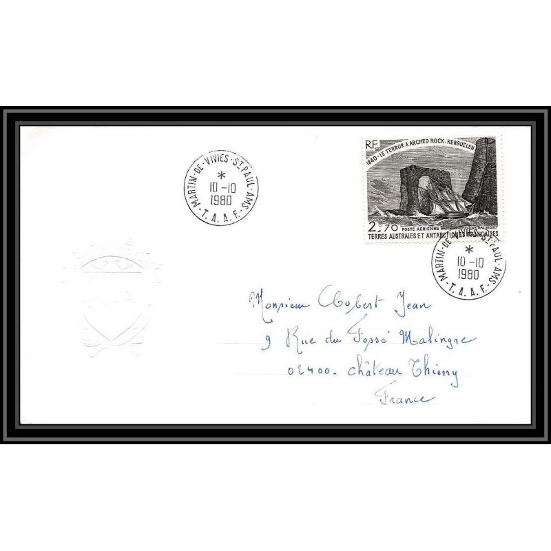 0079 Taaf terres australes Antarctic Lettre (cover)10/10/1980 N° 59 Voilier bateau (bateaux ship ships) LE TERROR