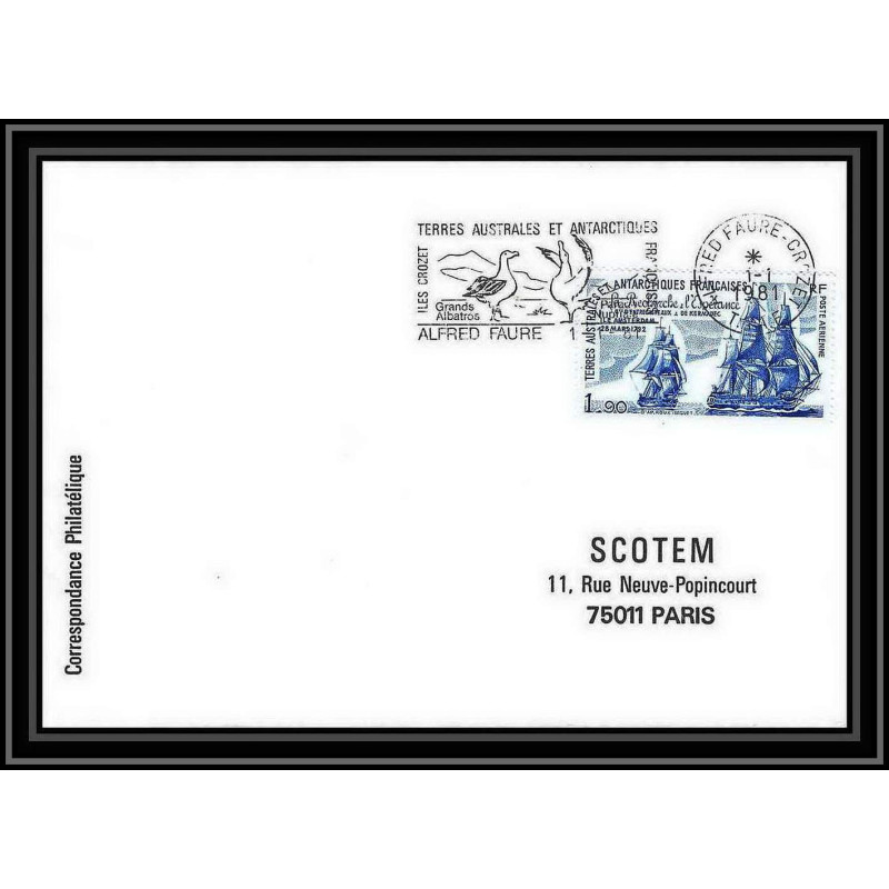 0105 Taaf terres australes Antarctic Lettre (cover) 01/01/1981 N° 58 bateau (bateaux ship ships) 