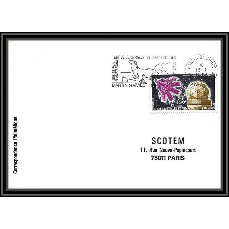 0108 Taaf terres australes Antarctic Lettre (cover) 13/01/1981 PA 52 Satellite