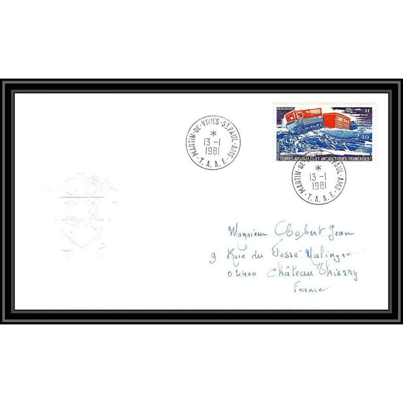0114 Taaf terres australes Antarctic Lettre (cover) 13/01/1981 HB40 CASTOR PA N° 62