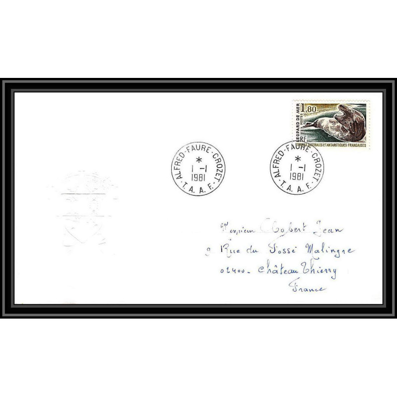 0126 Taaf terres australes Antarctic Lettre (cover) 01/01/1981 FAUNE LEOPARD DE MER