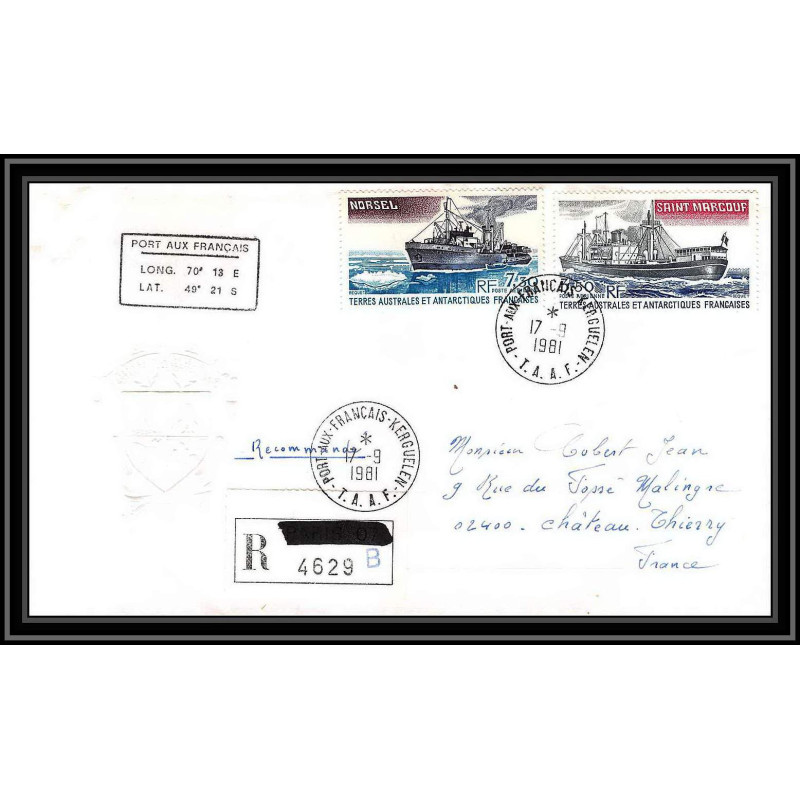 0132 Taaf terres australes Antarctic Lettre (cover) 17/09/1981 recommandé