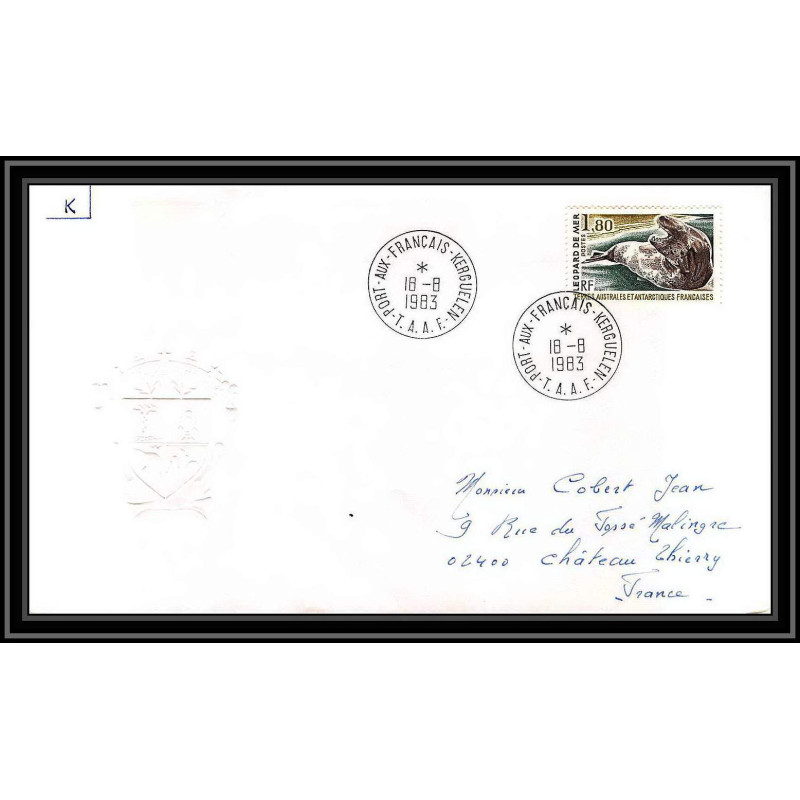 0185 Taaf terres australes Antarctic Lettre (cover) 18/08/1983 FAUNE LEOPARD DE MER
