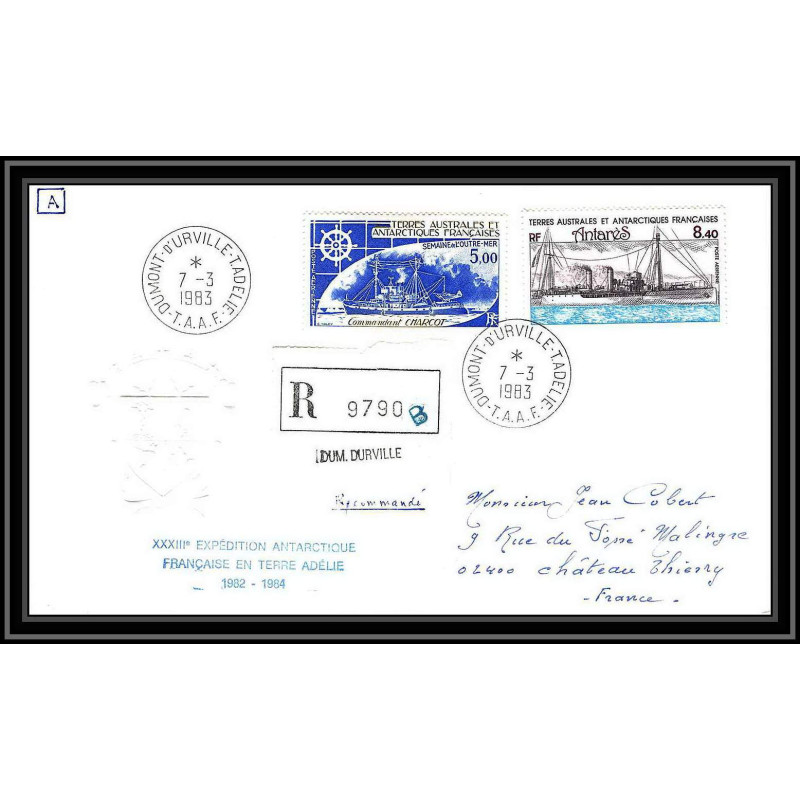 0201 Taaf terres australes Antarctic Lettre (cover) 07/03/1983 recommandé