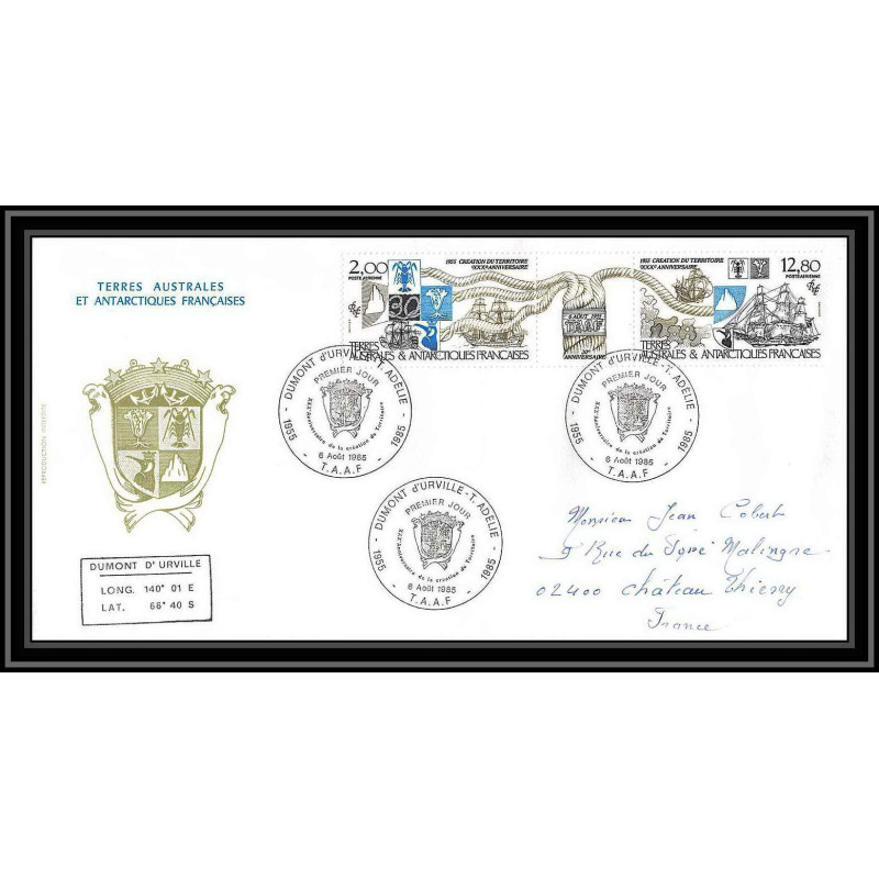 0232 Taaf terres australes Antarctic Lettre (cover) 06/08/1985 dumont d'urville terre adélie PA 91A 