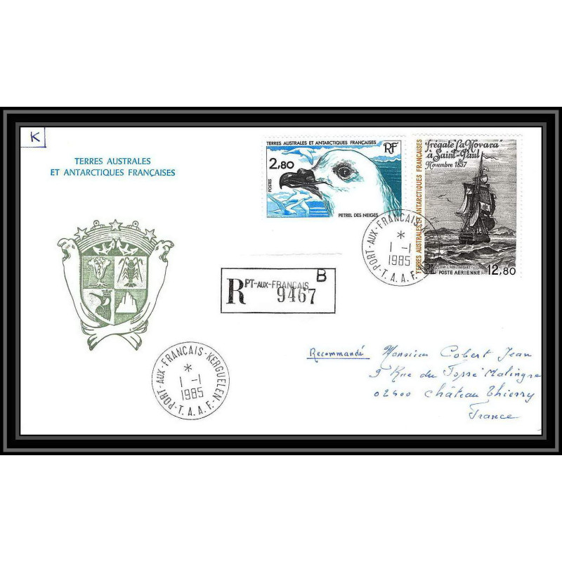 0255 Taaf terres australes Antarctic Lettre (cover) 01/01/1985 recommandé