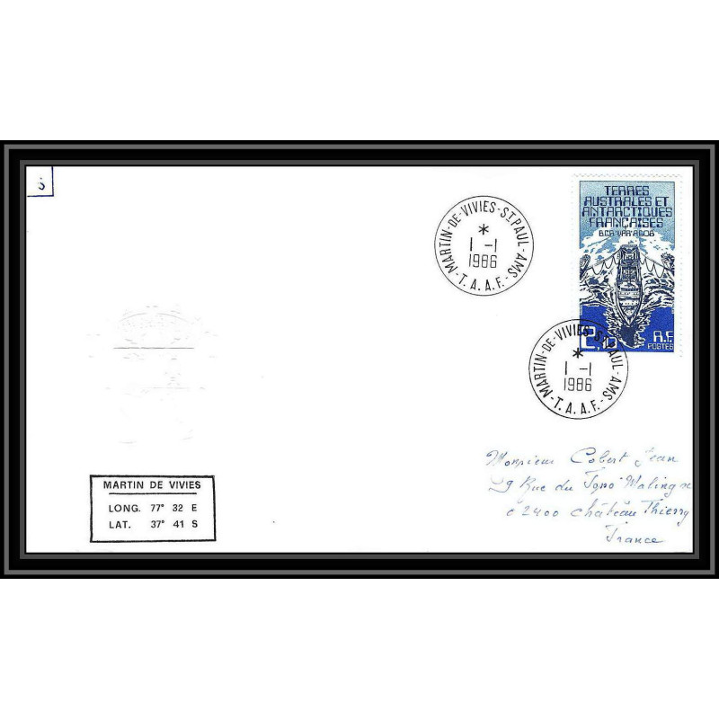 0269 Taaf terres australes Antarctic Lettre (cover) 01/01/1986 