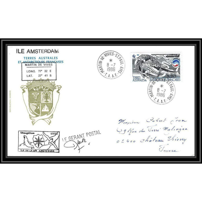 0272 Taaf terres australes Antarctic Lettre (cover) 08/07/1986 Signé signed
