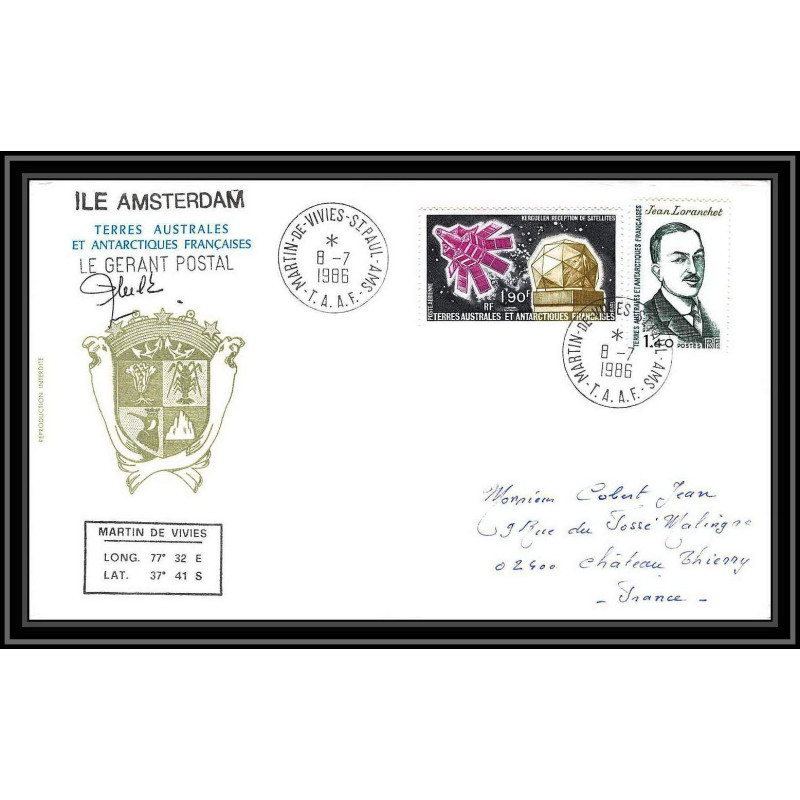 0280 Taaf terres australes Antarctic Lettre (cover) 08/07/1986 Signé signed