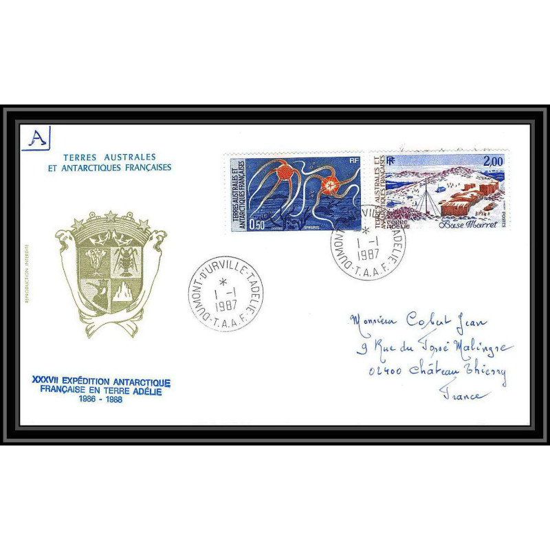 0295 Taaf terres australes Antarctic Lettre (cover) 01/01/1987 N° 127 Base Marret + DIVERS