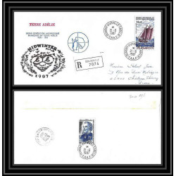 0300 Taaf terres australes Antarctic Lettre (cover) 1987 PA 97 Voilier bateau (bateaux ship ships) charcot recommandé