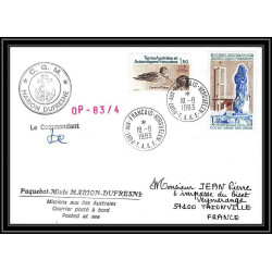 0711 Taaf terres australes Antarctic Lettre (cover) 18/8/1983 CANARDS Signé signed