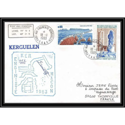 0730 Taaf terres australes Antarctic Lettre (cover) 18/11/1983 ENGINISTE KER MACON chef cuisine