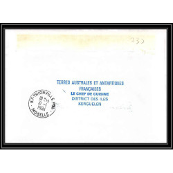 0730 Taaf terres australes Antarctic Lettre (cover) 18/11/1983 ENGINISTE KER MACON chef cuisine