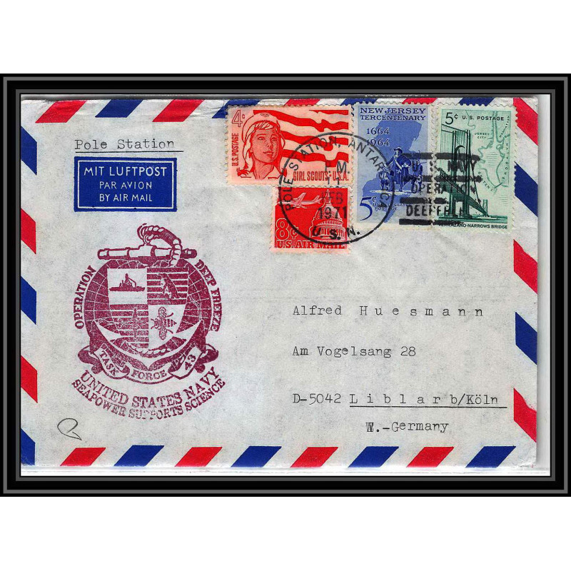 0827 USA Antarctic Lettre (cover) 1971 POLE STATION 