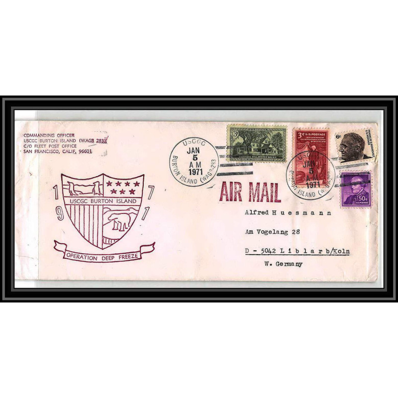 0857 USA Antarctic Lettre (cover) 1971 RARE BURTON ISLAND
