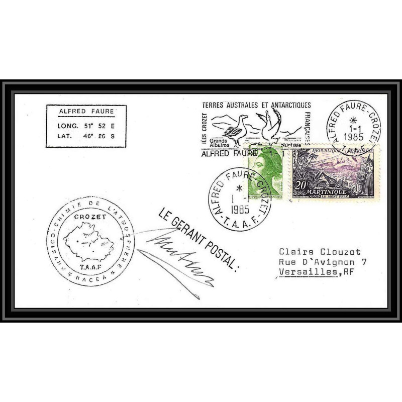 0982 Taaf terres australes Antarctic Lettre (cover) 1985 physico chimie Signé signed signed autograph