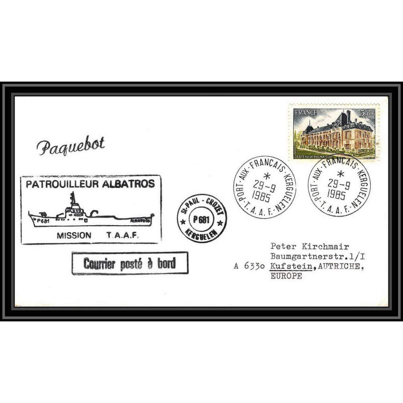 0984 Taaf terres australes Antarctic Lettre (cover) 1985 patrouilleur albatros p 681
