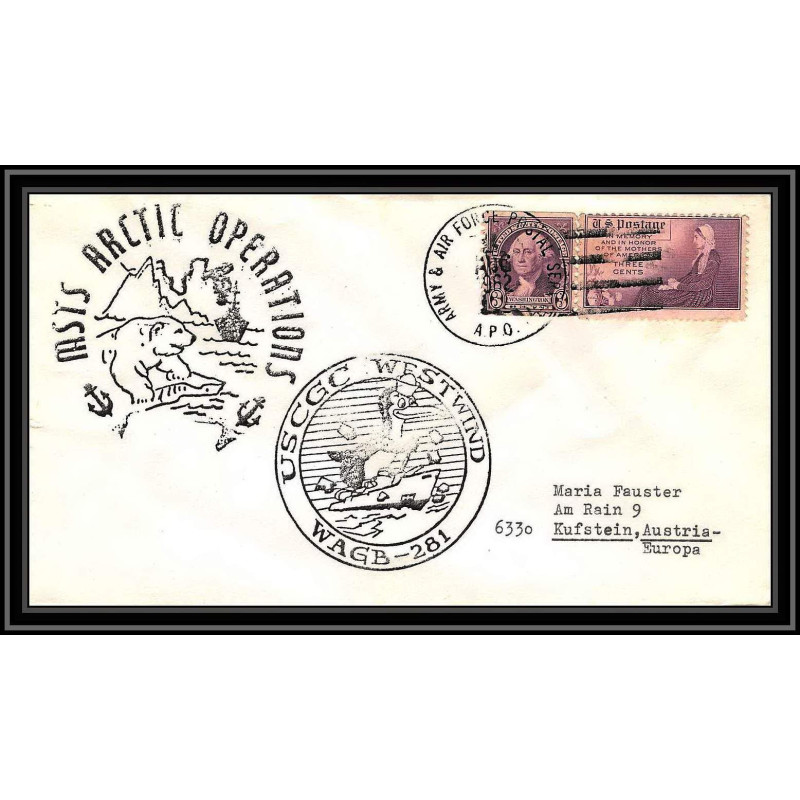 0993 Antarctic Polar Antarctica USA Lettre (cover) AOUT 1962 USCGC WESTWIND OURS