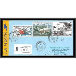 1163 lot de 4 Lettres avec cad différents Taaf terres australes Antarctic covers N°104 -1989 recommandé