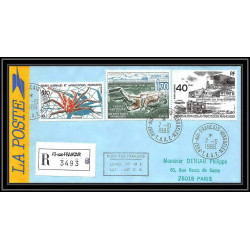 1163 lot de 4 Lettres avec cad différents Taaf terres australes Antarctic covers N°104 -1989 recommandé