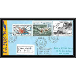 1163 lot de 4 Lettres avec cad différents Taaf terres australes Antarctic covers N°104 -1989 recommandé
