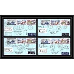 1165 lot de 4 Lettres cad différents Taaf terres australes Antarctic covers N°102 IGLOO 1988- Signé signed recommandé
