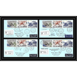 1167 lot 4 Lettres cad différents Taaf terres australes Antarctic covers N°96/99 Satellite 1988 espace space recommandé