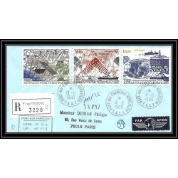 1167 lot 4 Lettres cad différents Taaf terres australes Antarctic covers N°96/99 Satellite 1988 espace space recommandé