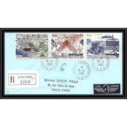 1167 lot 4 Lettres cad différents Taaf terres australes Antarctic covers N°96/99 Satellite 1988 espace space recommandé