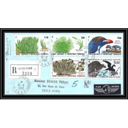 1168 lot de 4 Lettres cad différents Taaf terres australes Antarctic covers FLORE 1989 Signé signed betemp recommandé