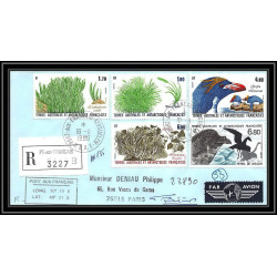 1168 lot de 4 Lettres cad différents Taaf terres australes Antarctic covers FLORE 1989 Signé signed betemp recommandé