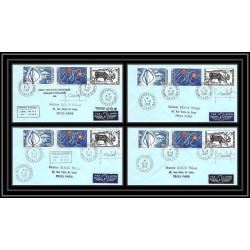1170 lot de 4 Lettres cad différents Taaf terres australes Antarctic covers 1988 FAUNE Signé signed COMBET recommandé