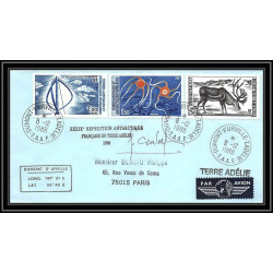1170 lot de 4 Lettres cad différents Taaf terres australes Antarctic covers 1988 FAUNE Signé signed COMBET recommandé
