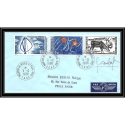 1170 lot de 4 Lettres cad différents Taaf terres australes Antarctic covers 1988 FAUNE Signé signed COMBET recommandé