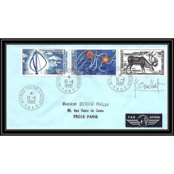 1170 lot de 4 Lettres cad différents Taaf terres australes Antarctic covers 1988 FAUNE Signé signed COMBET recommandé