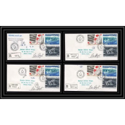 1173 lot de 4 Lettres cad différents Taaf terres australes Antarctic covers 95 Signé signed BEQUET 1988 recommandé