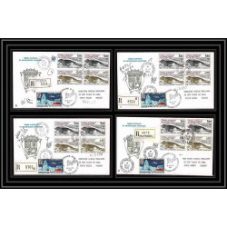 1180 lot 4 Lettres cad différents Taaf terres australes Antarctic covers 31 PHOQUES Signé signed 1984 seal recommandé