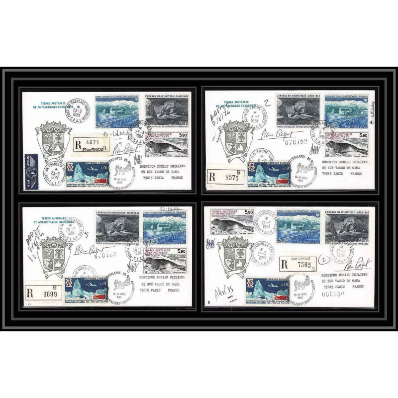 1181 lot de 4 Lettres avec cad différents Taaf terres australes Antarctic covers N° 31 BEL AFFRANCHISSSEMENT Signé signe
