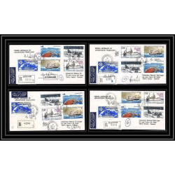 1185 lot 4 Lettres cad différents Taaf terres australes Antarctic covers bateau (bateaux ship) Signé signe recommandé