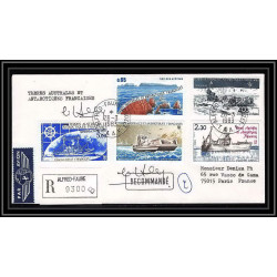 1185 lot 4 Lettres cad différents Taaf terres australes Antarctic covers bateau (bateaux ship) Signé signe recommandé